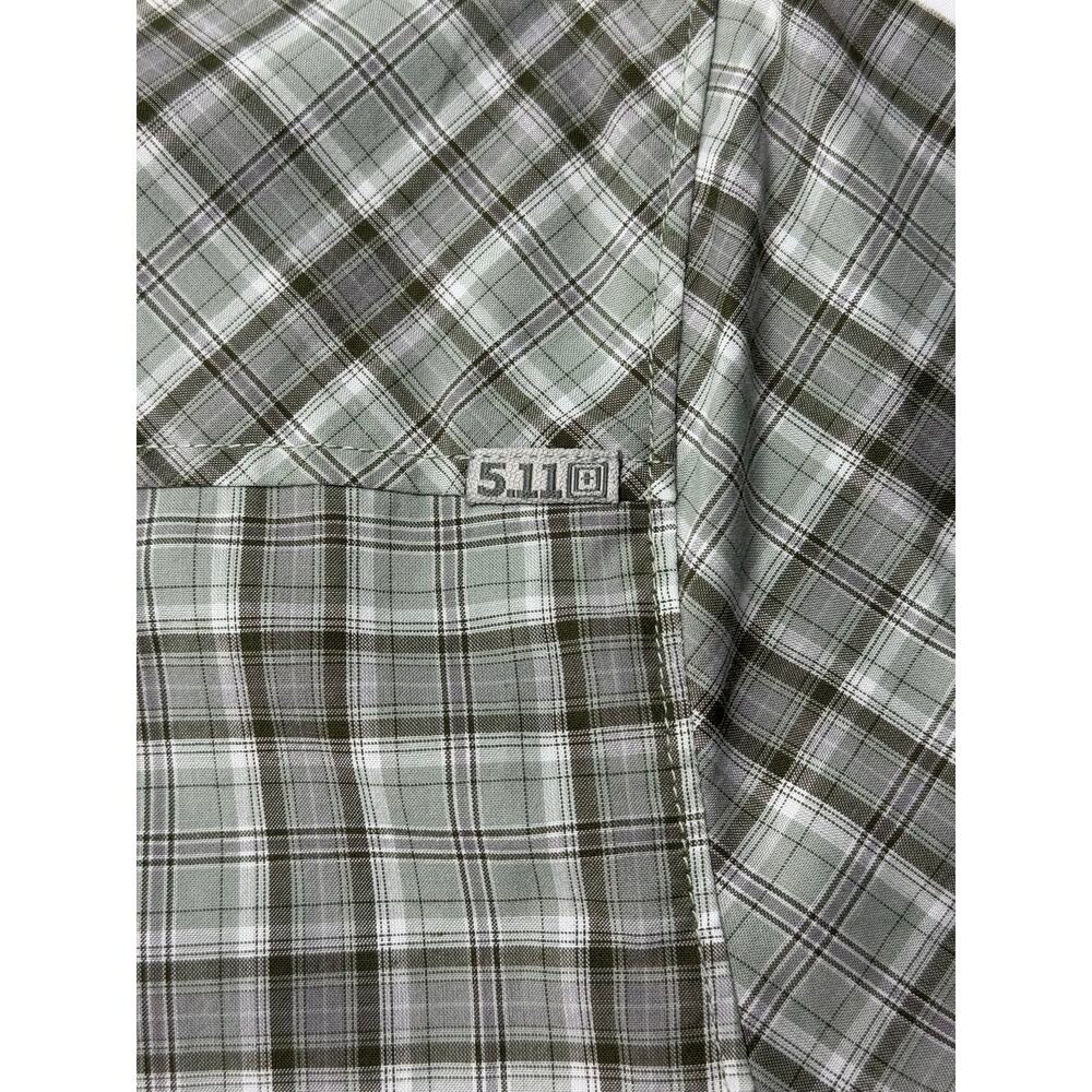 5.11 Tactical Men's Short Sleeve Gray Plaid Pearl Snap Shirt - Size M - Picture 3 of 5